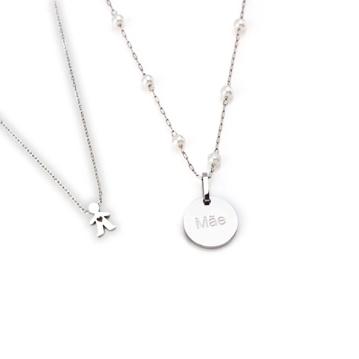 CONJUNTO DIA DA MÃE | Colar Meninos + Colar Simone (Aço Inox) - OFERTA CAIXA PRESENTE