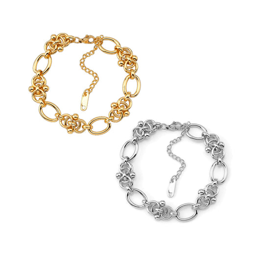 BAMBINI | Pulseira com Detalhes Ovais em Aço Inoxidável