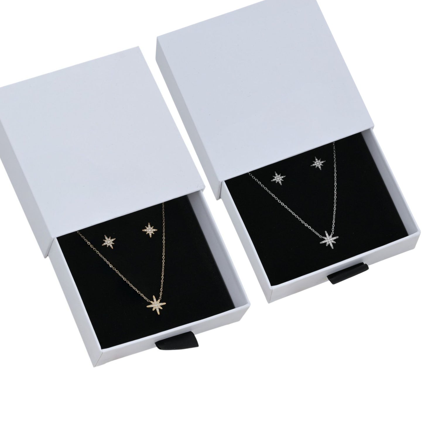 Conjunto STAR | Colar e Brincos estrela com zircônias em aço inoxidável