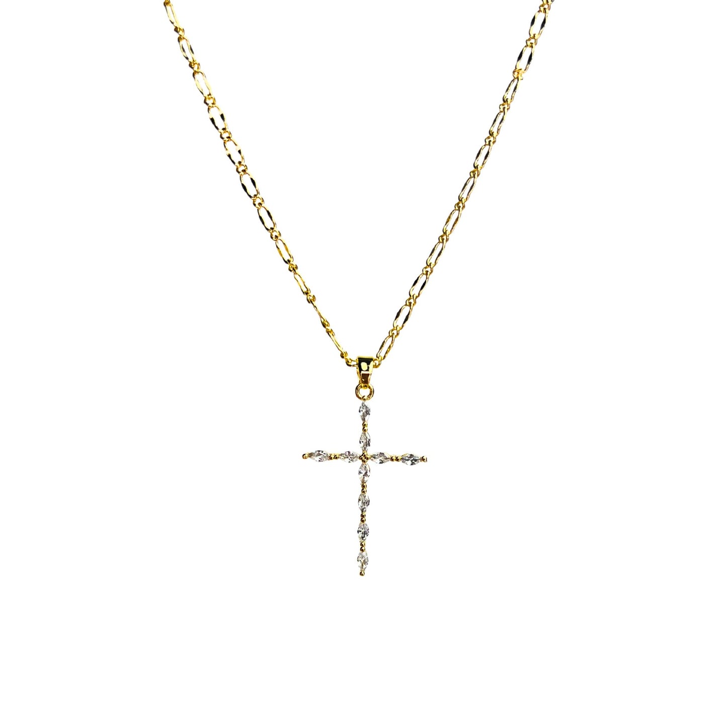 CROSS III | Colar com Cruz em Zircônias em Aço Inoxidável