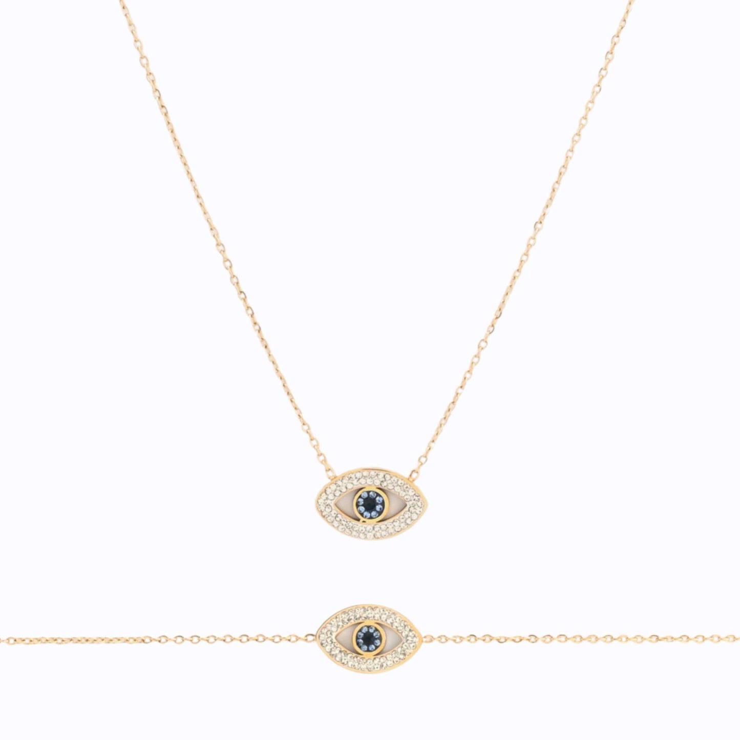 CONJUNTO | Colar + Pulseira  EVIL EYE (Aço Inoxidável)