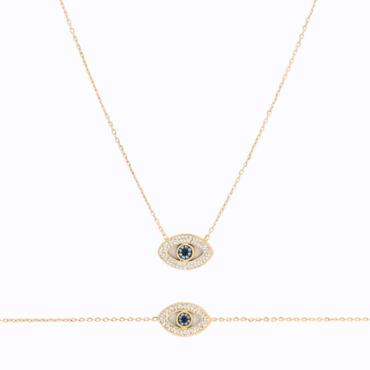 CONJUNTO | Colar + Pulseira  EVIL EYE (Aço Inoxidável)