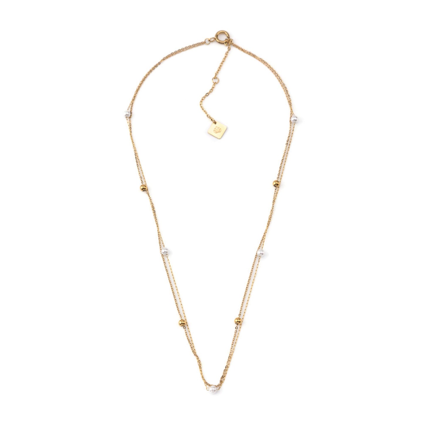 DOBLE PEARL II | Colar Duplo com Pérolas em Aço Inoxidável