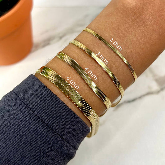 SNAKE | Pulseira em Malha Achatada em Aço Inoxidável (várias espessuras)