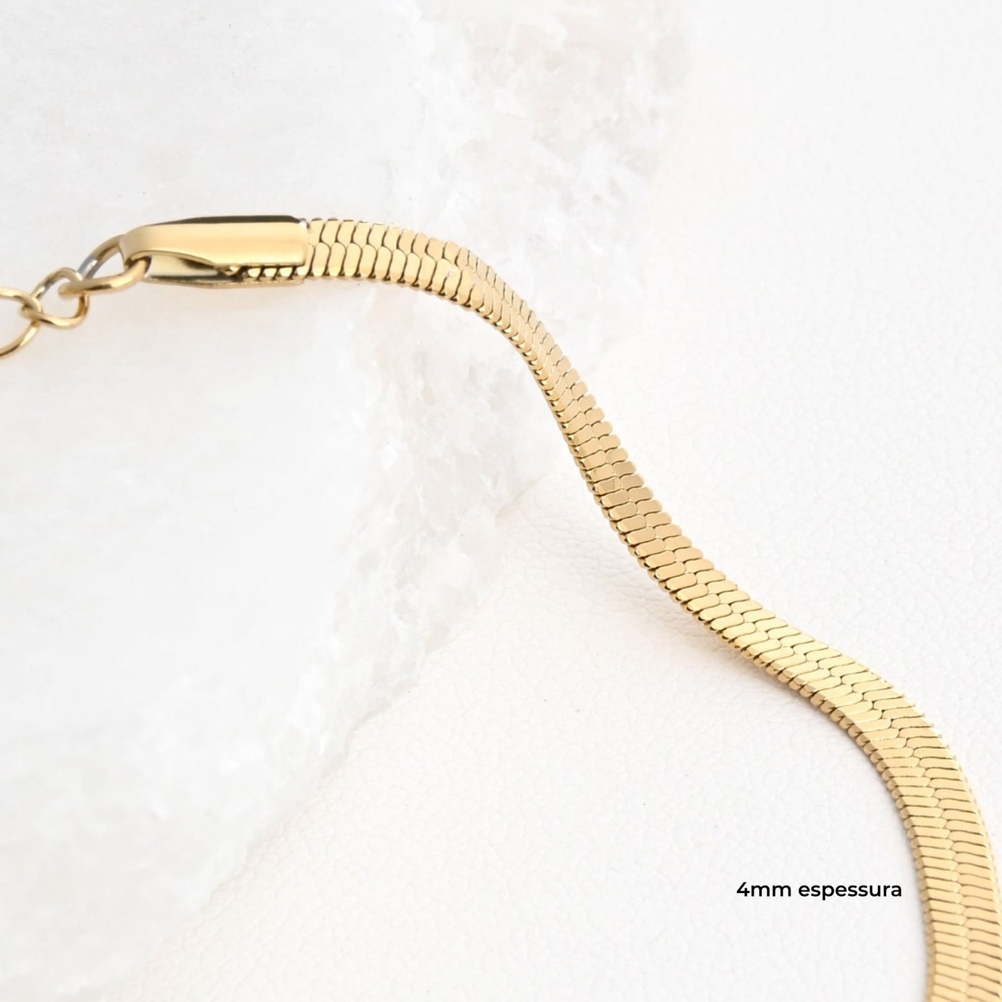SNAKE | Pulseira em Malha Achatada em Aço Inoxidável (várias espessuras)