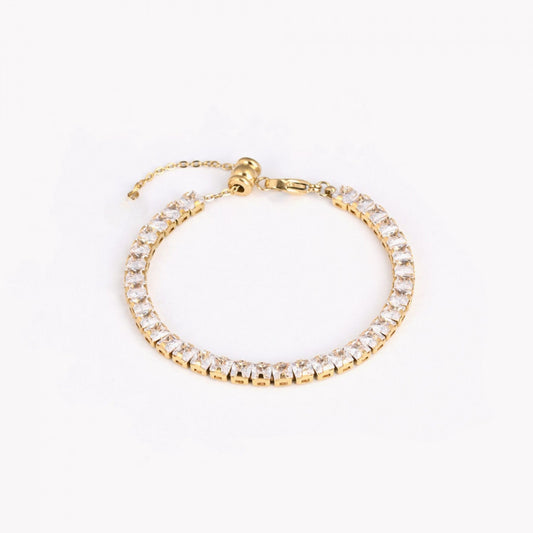 RIVIERA | Pulseira em Zircônias Quadradas em Aço Inoxidável