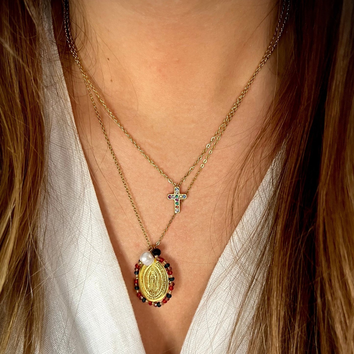 double medal necklace