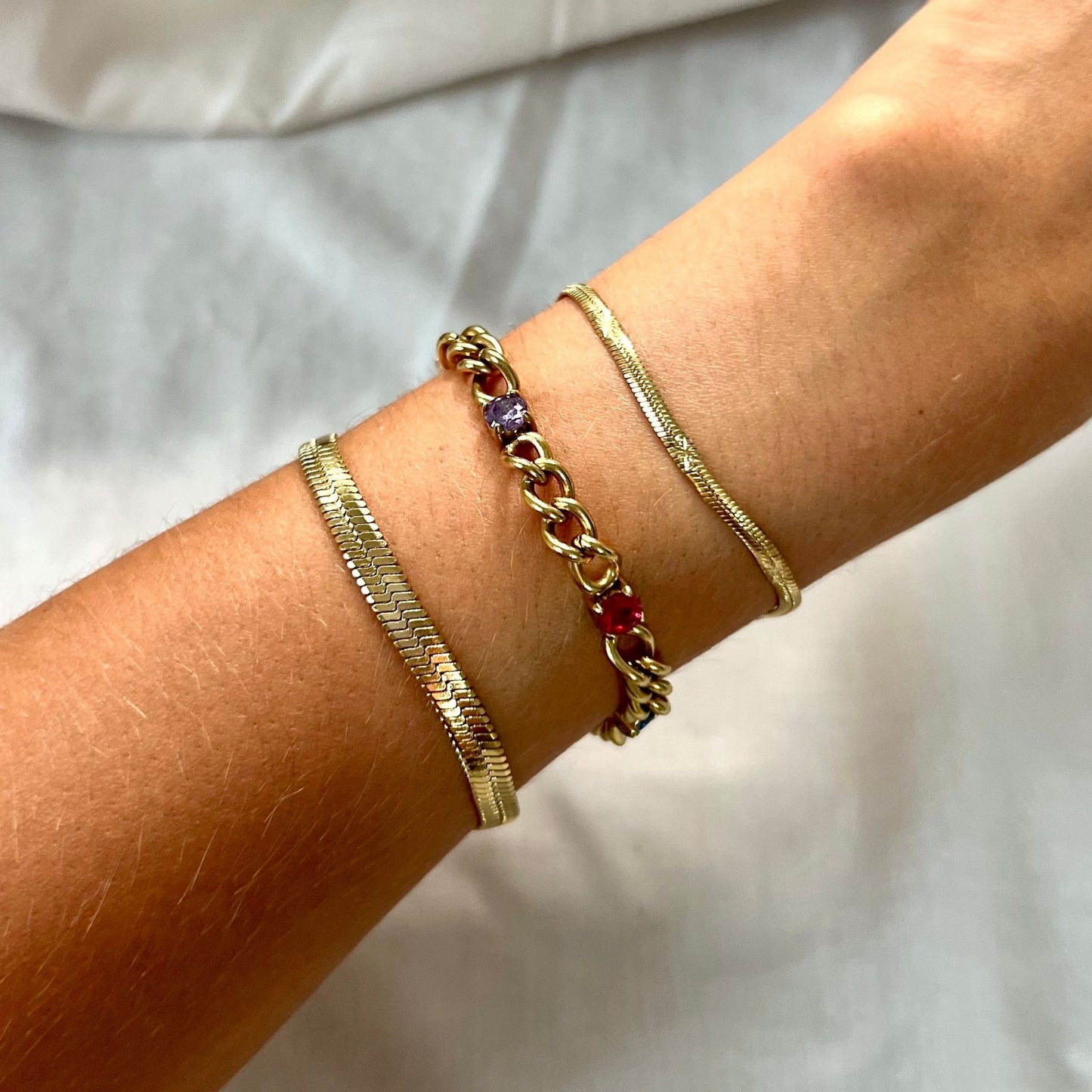 SNAKE | Pulseira em Malha Achatada em Aço Inoxidável (várias espessuras)