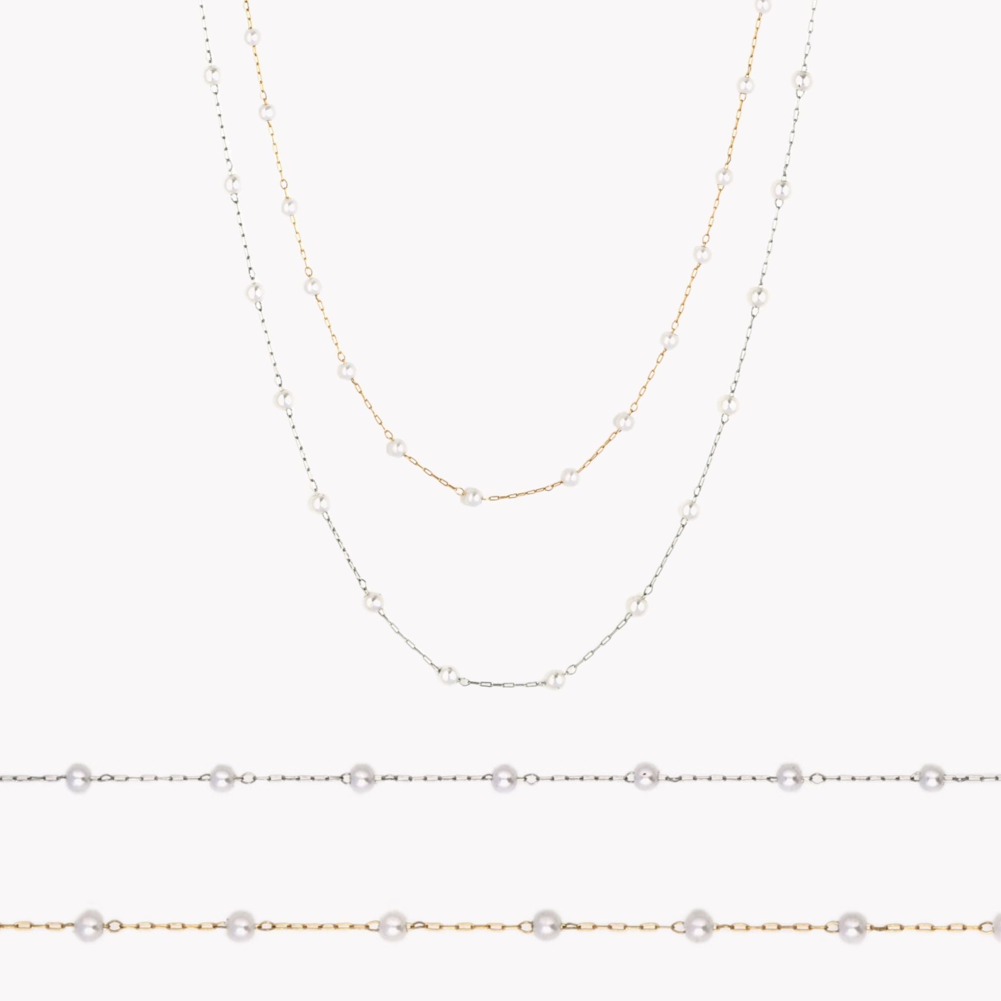 CONJUNTO LAURA | Colar + Pulseira em Pérolas (Aço Inoxidável)