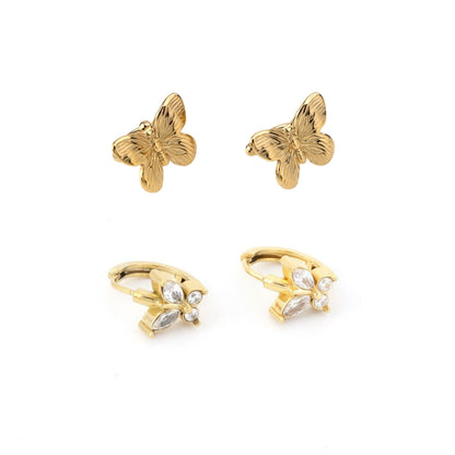 CONJUNTO BUTTERFLY | Earcuff + Argolas mini (Aço | c/ Oferta Caixa Presente)