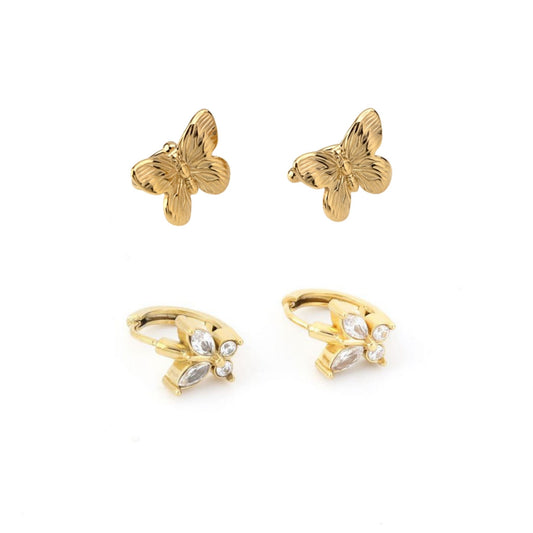 CONJUNTO BUTTERFLY | Earcuff + Argolas mini (Aço Inoxidável)