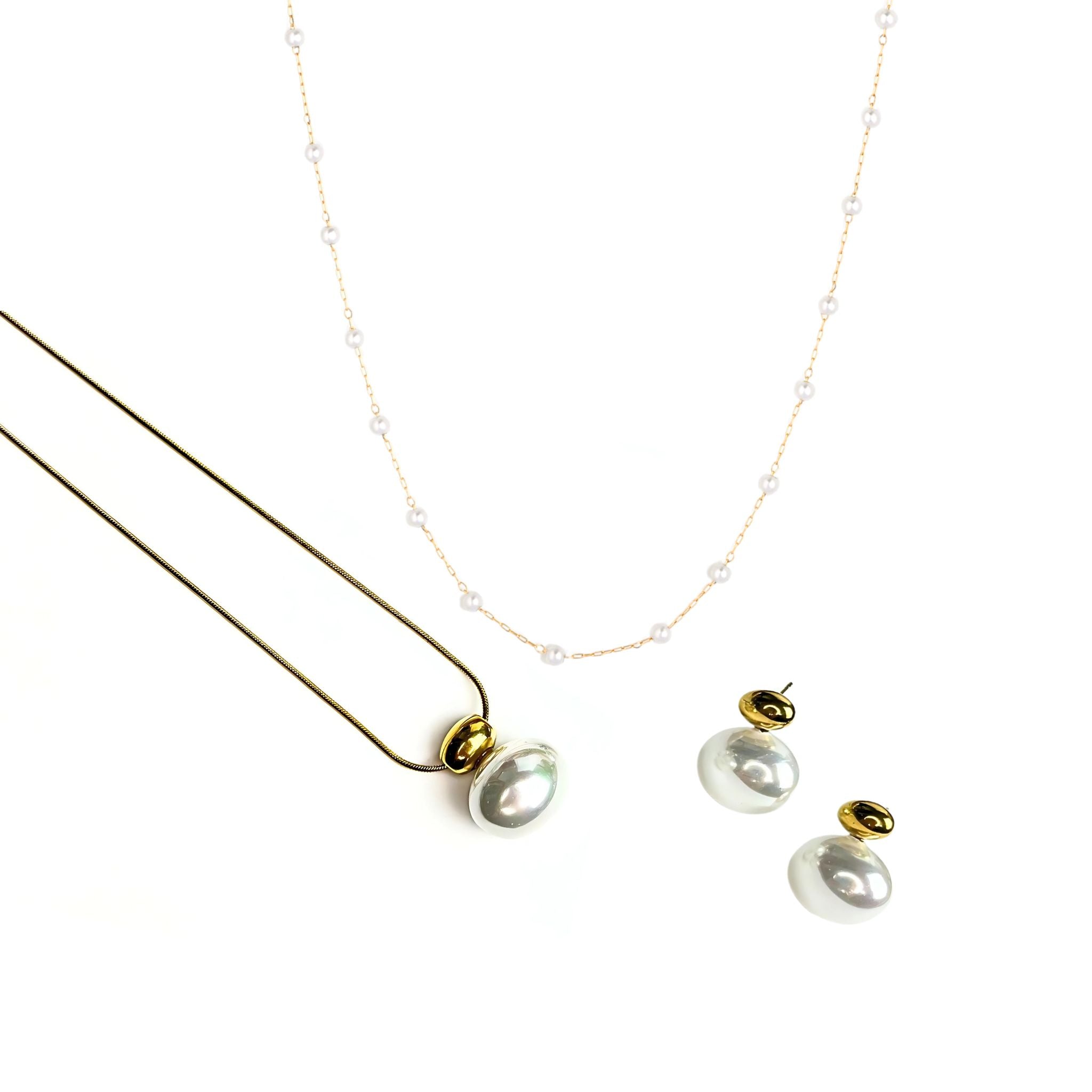 CONJUNTO | Colar + Brincos AURORA III + Colar Laura (Aço Inoxidável)