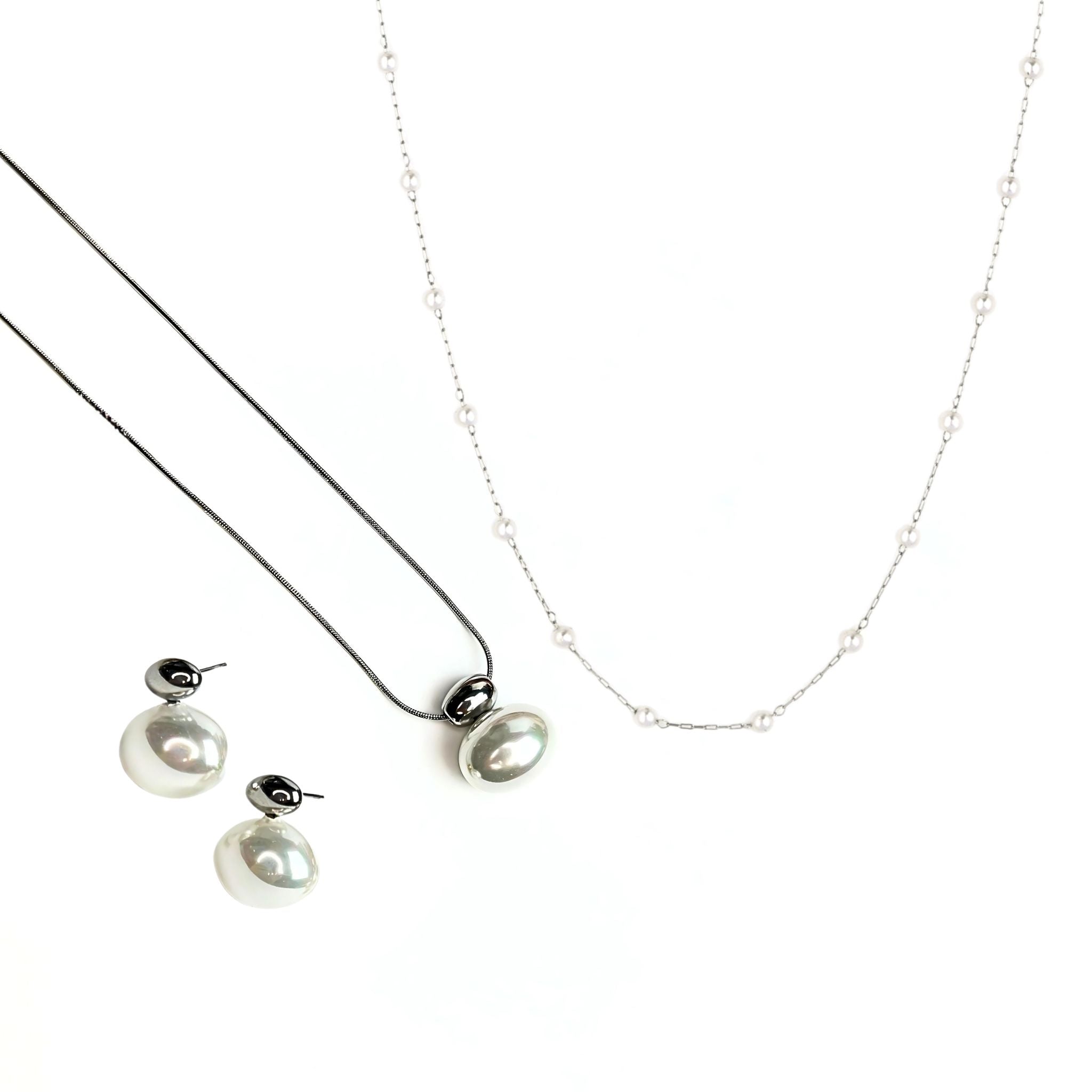 CONJUNTO | Colar + Brincos AURORA III + Colar Laura (Aço Inoxidável)