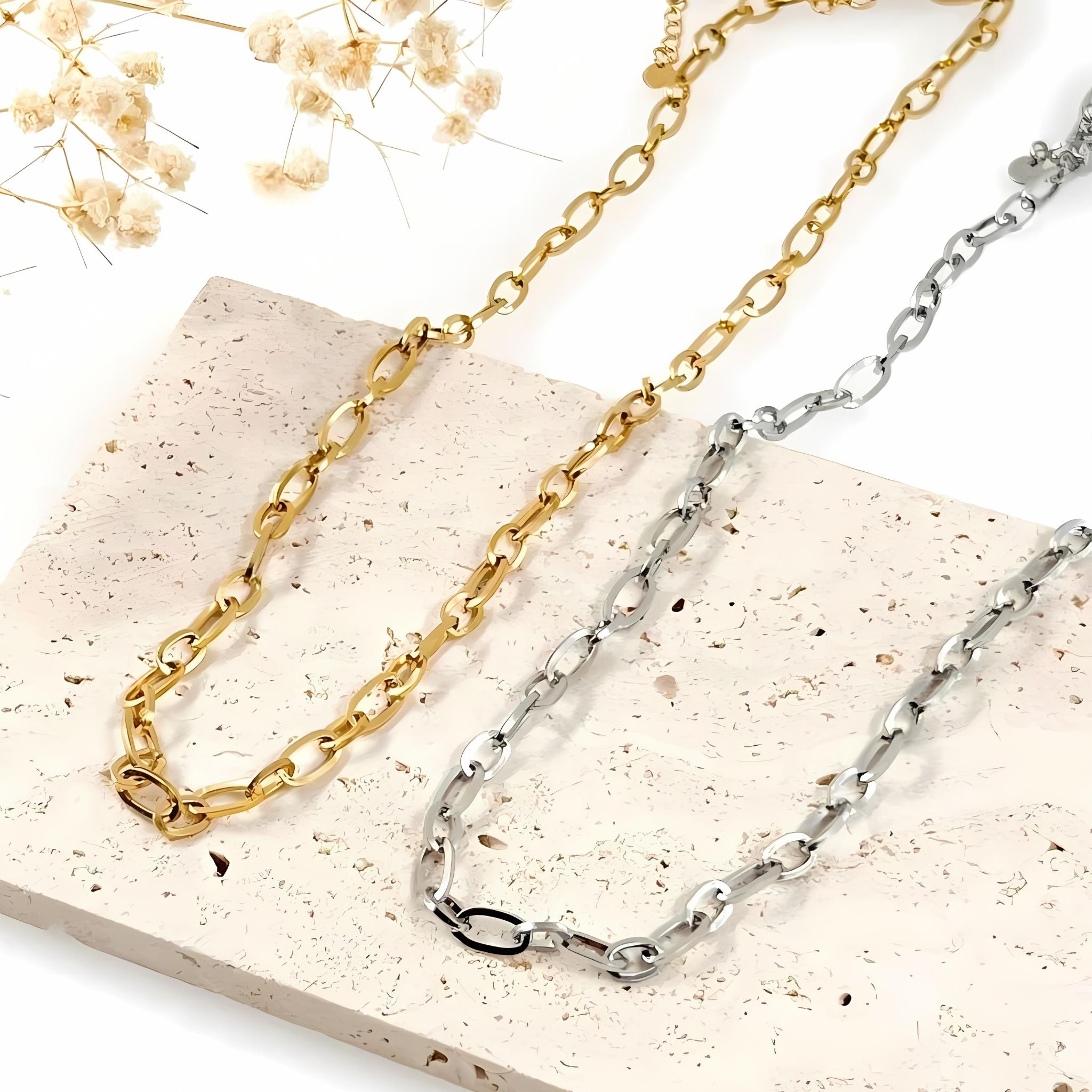 ALBA | Colar Básico com Elos oOvais em Aço Inoxidável – BeClassy