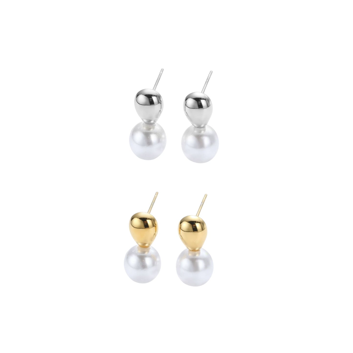 ALMA I | Brincos Curtos com Pérola em Aço Inoxidável