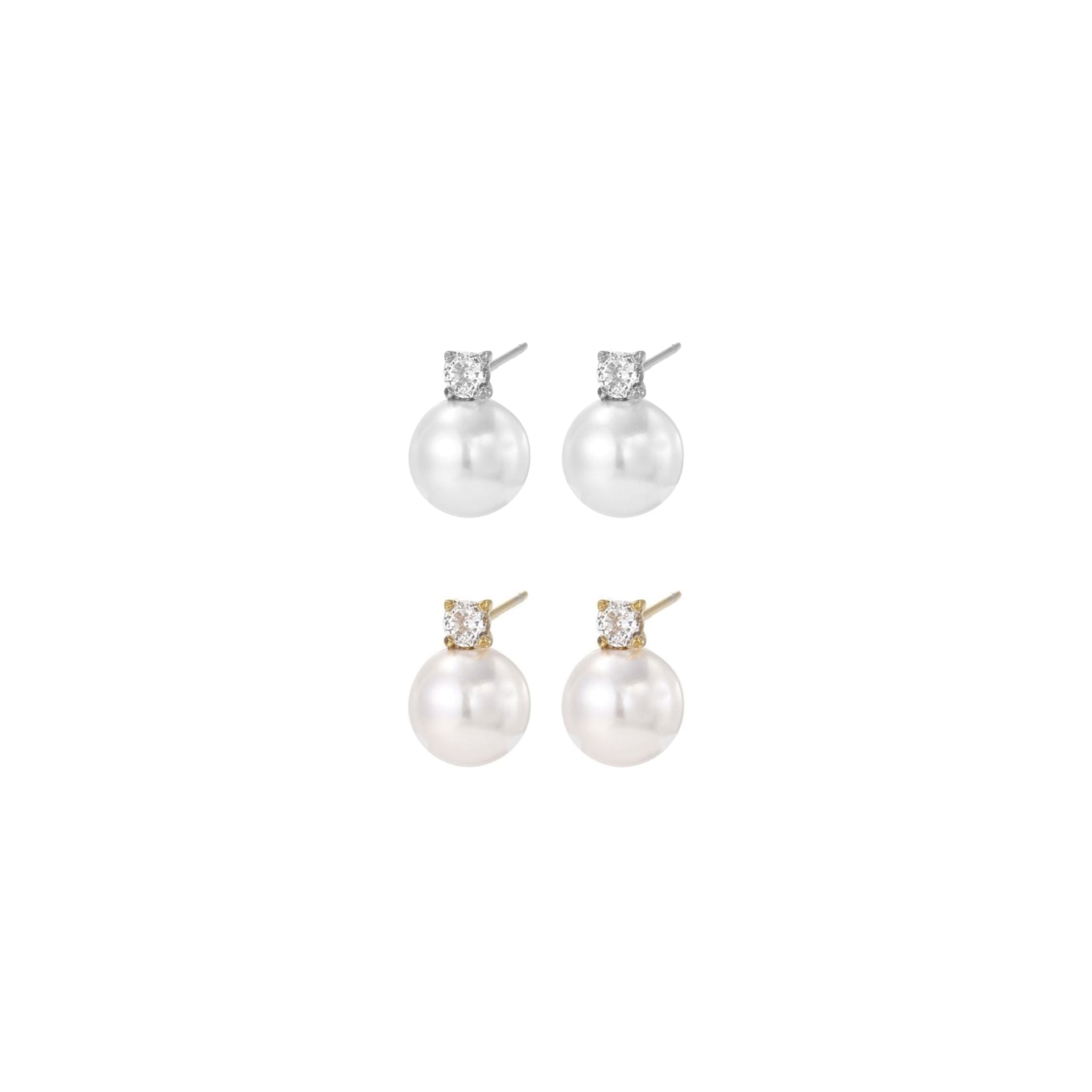 ALMA III | Brincos Curtos com Pérola e Zircônia em Aço Inoxidável
