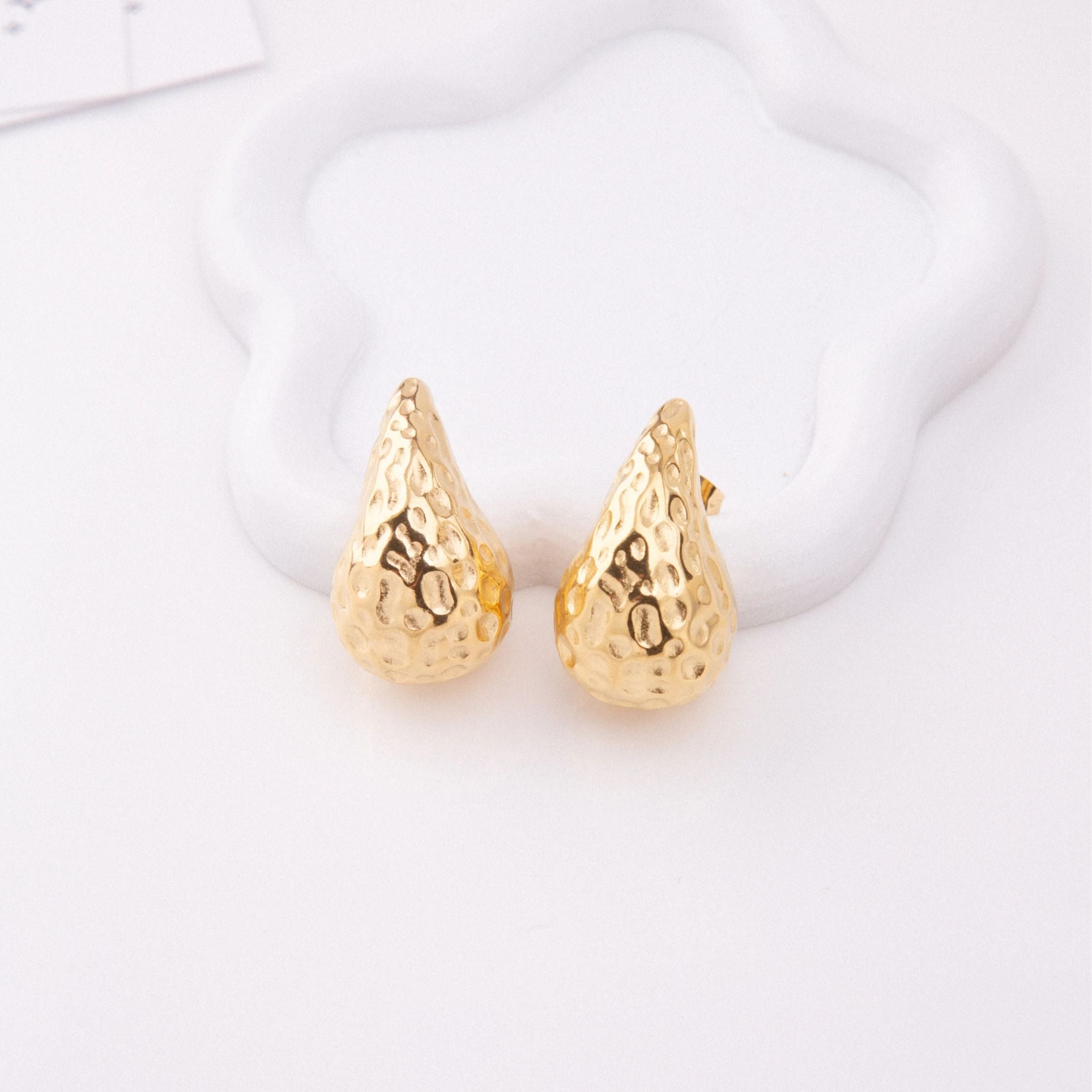 ANA II | Brincos Gota Trabalhados em Aço Inoxidável