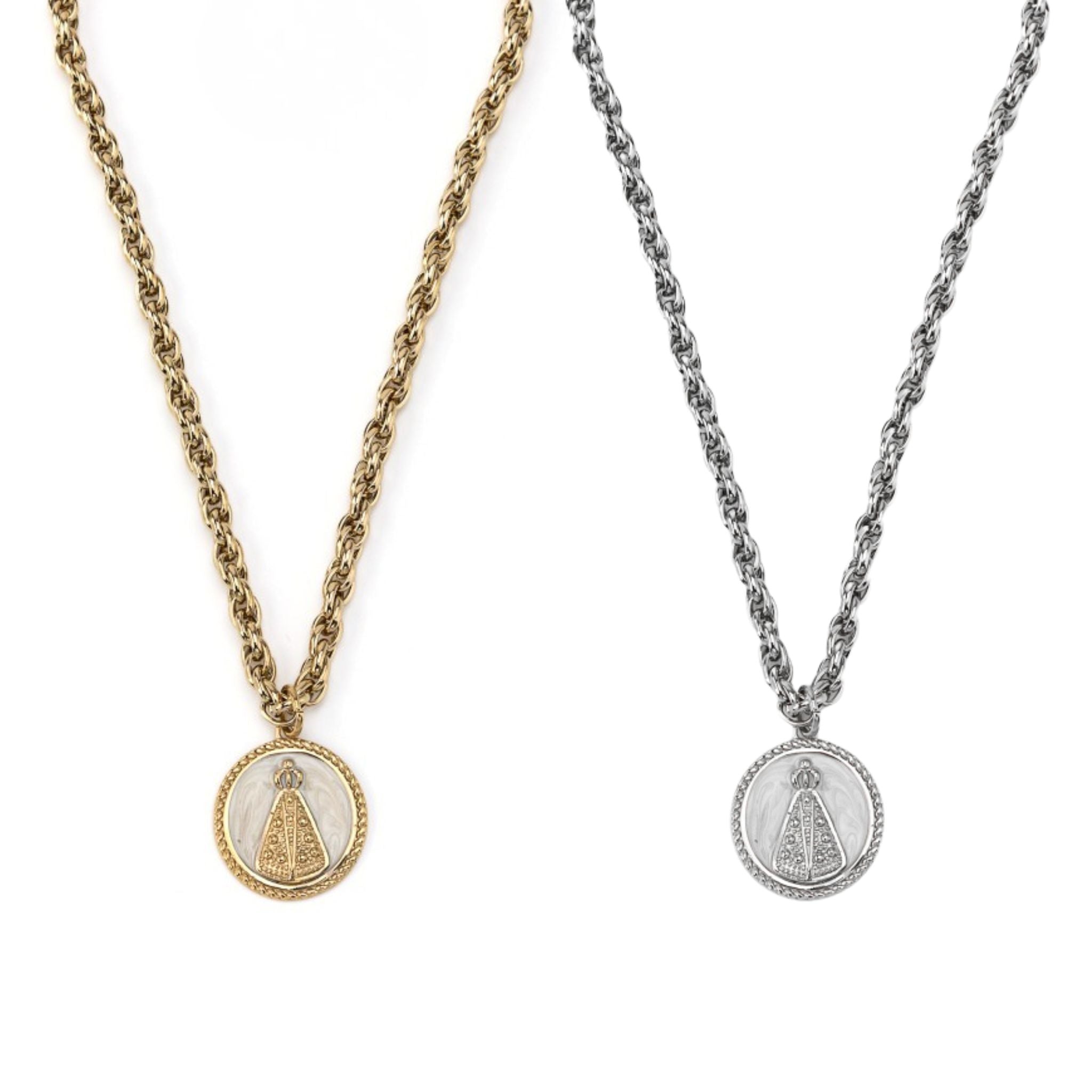 APARECIDA | Colar com Nossa Sra. Aparecida em Aço Inox