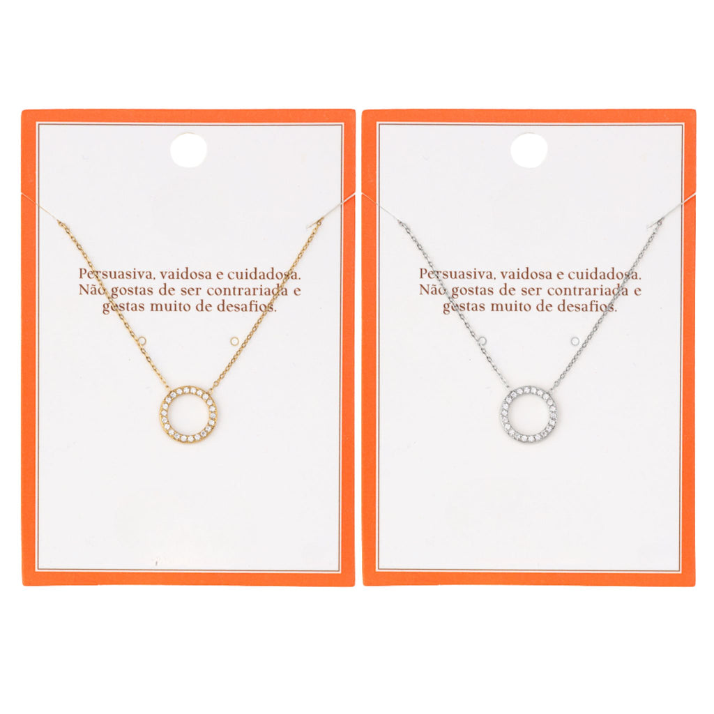 AURA | Colar com Círculo em Zircônias em Aço Inox