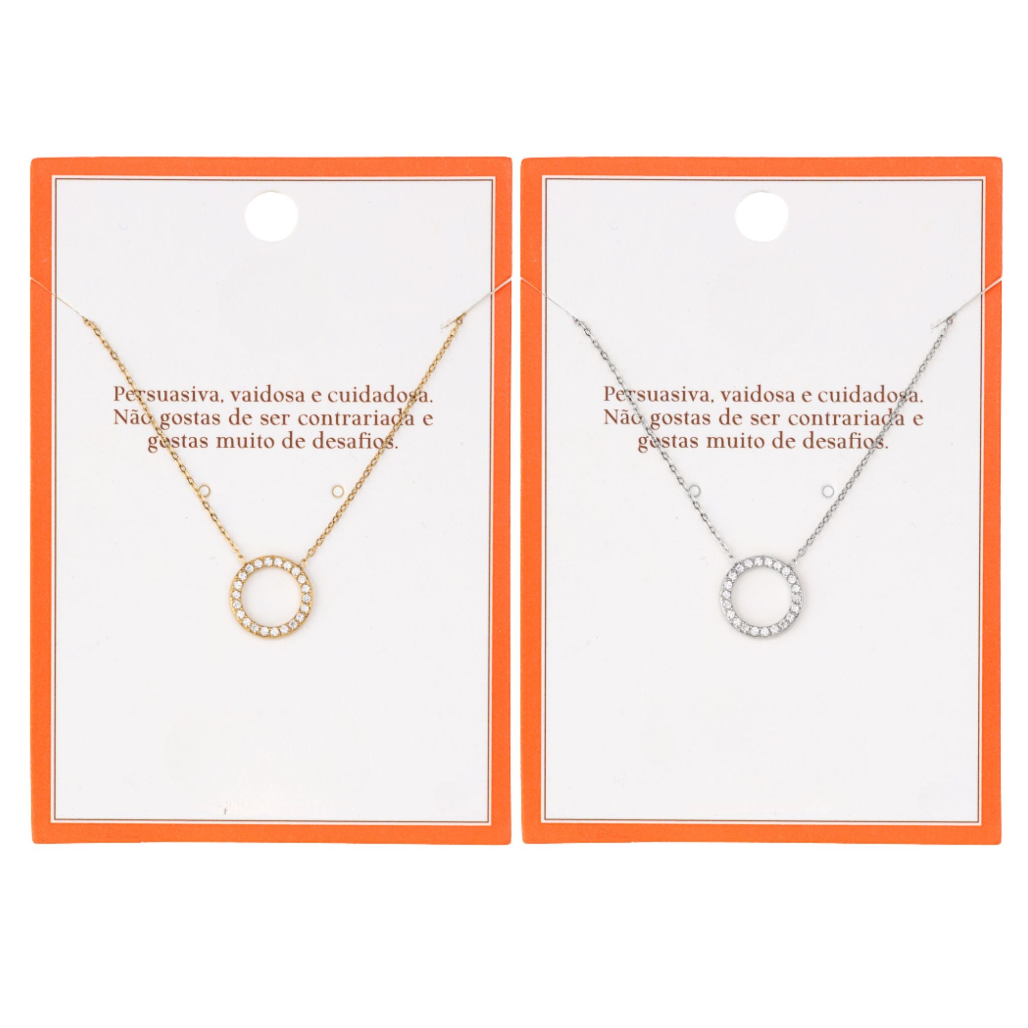 AURA | Colar com Círculo em Zircônias em Aço Inox