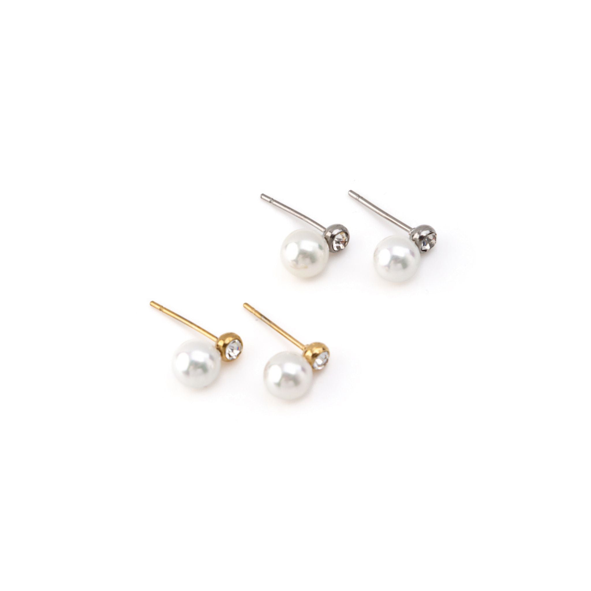 AURORA II | Brincos com Pérola e Brilhante em Aço Inoxidável