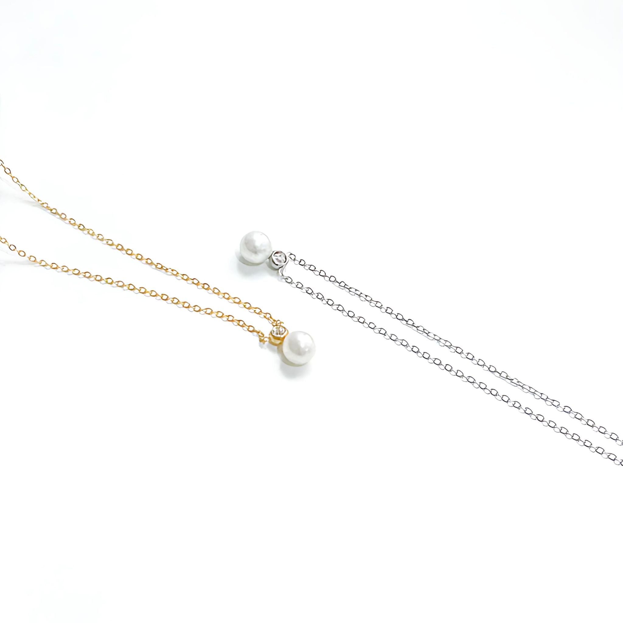 AURORA II | Colar com Pérola e Brilhante em Aço Inoxidável