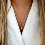 AURORA II | Colar com Pérola e Brilhante em Aço Inoxidável