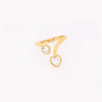 AFFETTO | Anel com Corações Ajustável em Aço Inoxidável e Zircônias