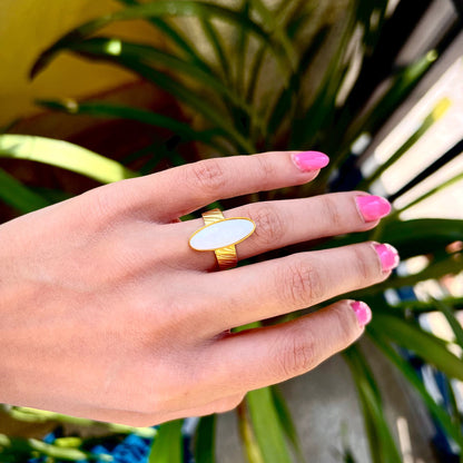 SIREN | Adjustable Golden Stainless Steel Ring with Colored Stone