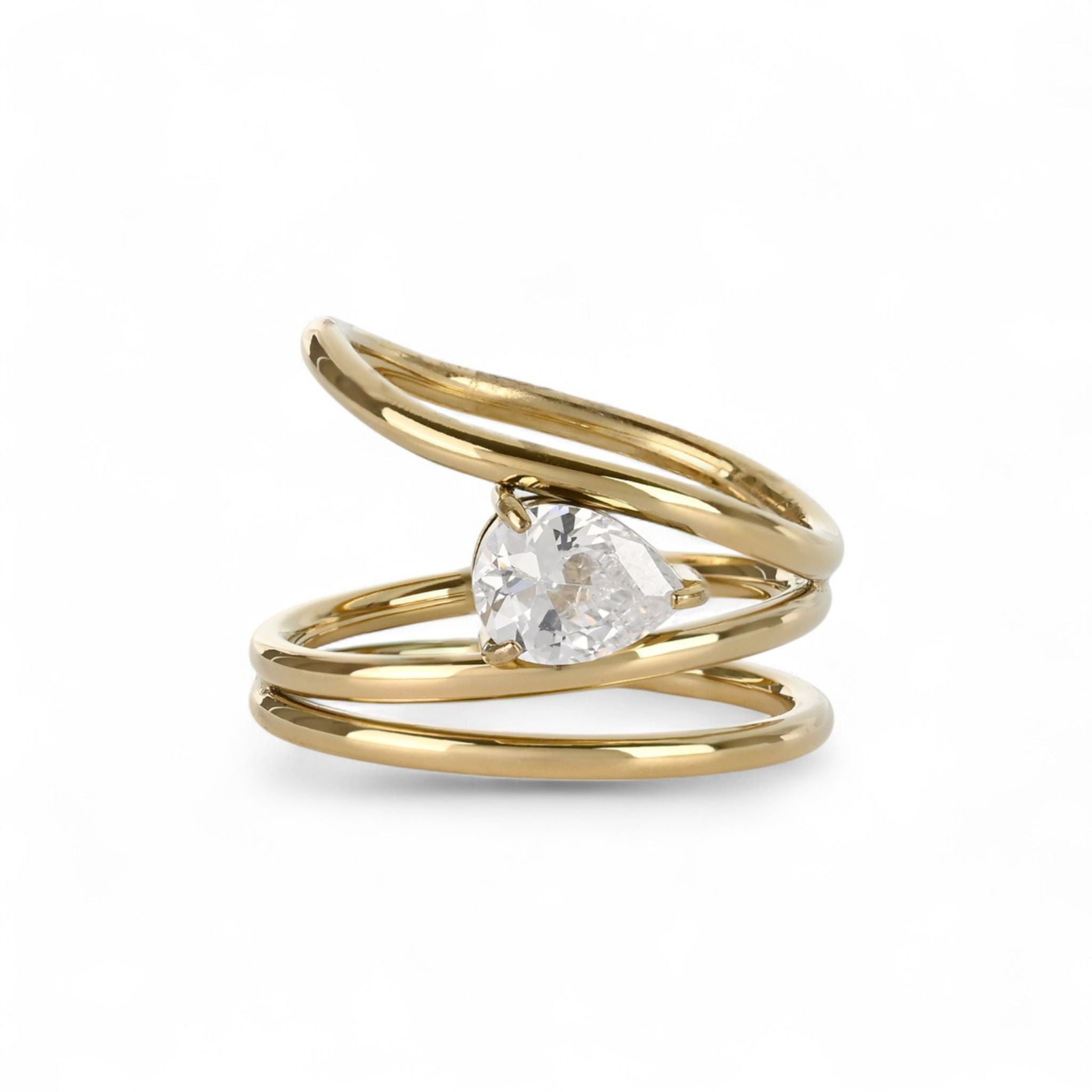 BALI | Anel Triplo com Zircônia em Aço Inoxidável