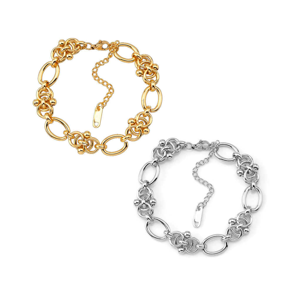 BAMBINI | Pulseira com Detalhes Ovais em Aço Inoxidável