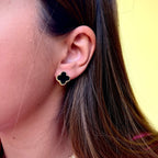 BEATRIZ III | Brincos Curtos Com Trevo Reversíveis em Aço Inoxidável