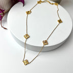 BEATRIZ I | Colar Comprido com 7 Trevos em Aço Inoxidável