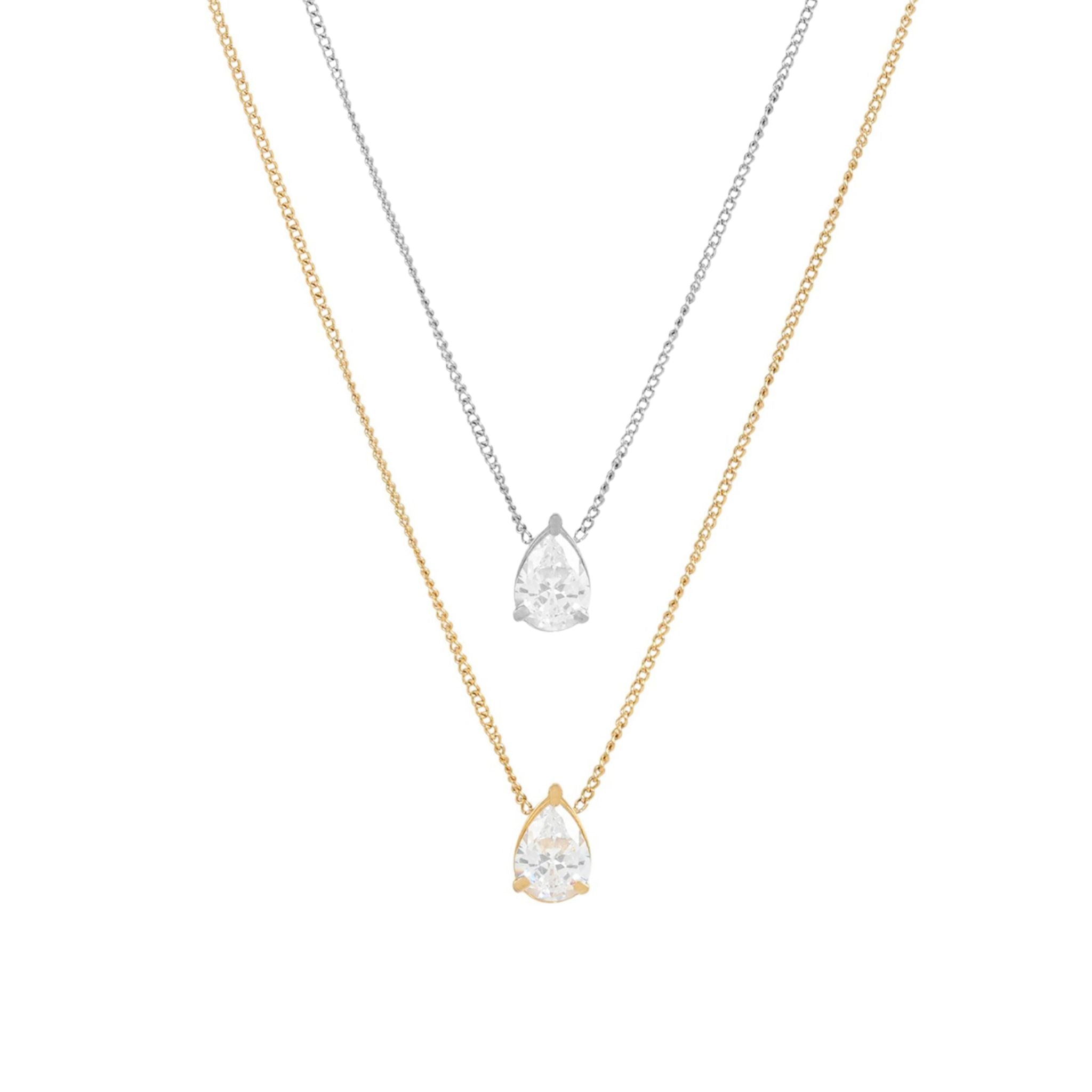 BELLA | Colar com Ponto de Luz em Formato de Lágrima em Aço Inox