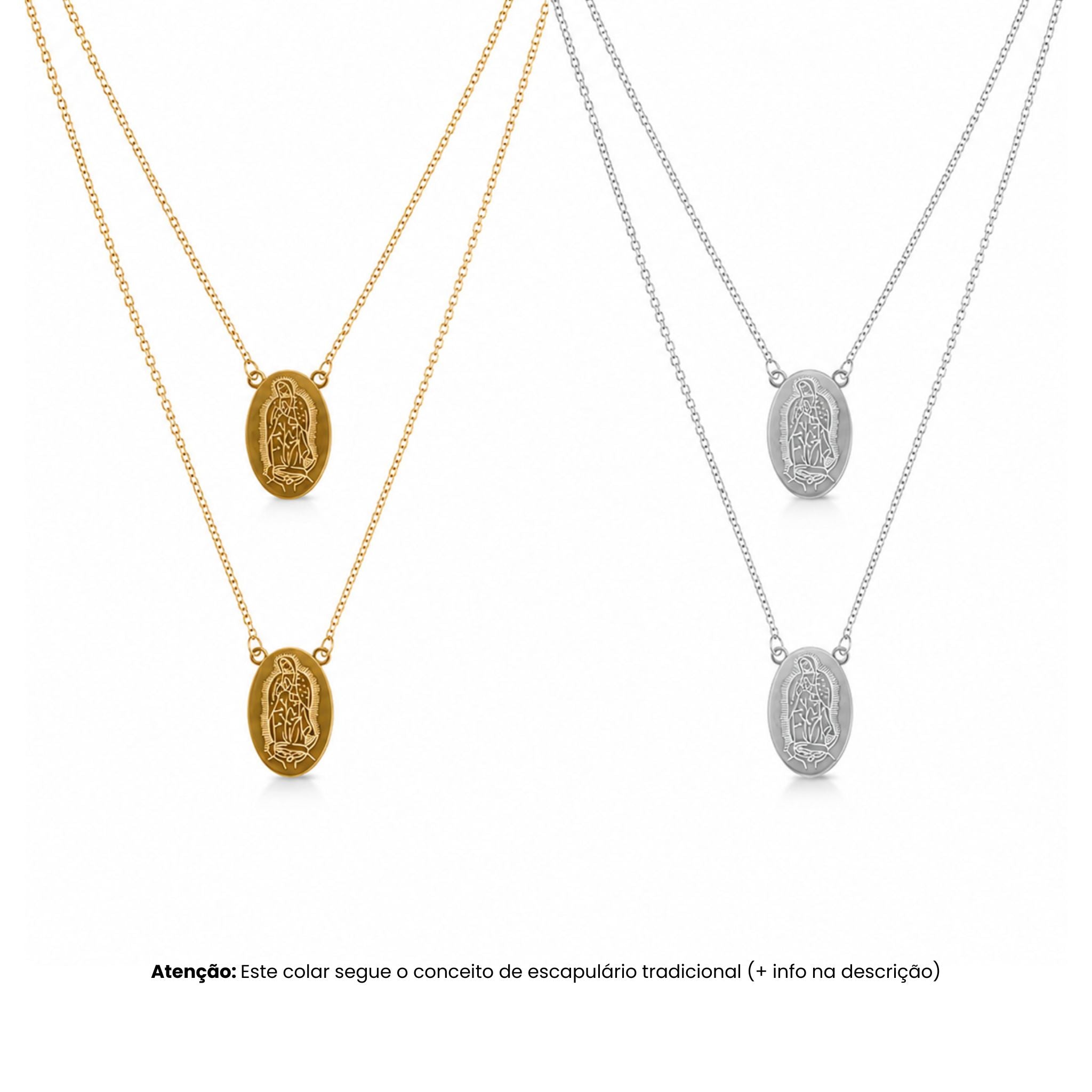 BLESSED | Escapulário com Nossa Sra. em Medalha Oval em Aço Inox