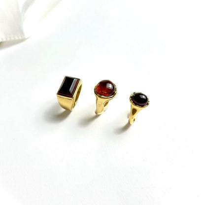 BROWN | Anel Ajustável com Pedra Castanha em Aço Inoxidável