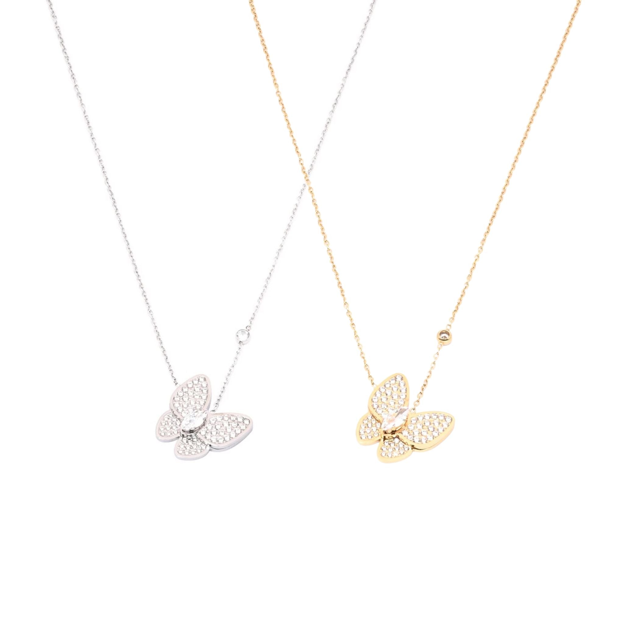 BUTTERFLY | Colar com Borboleta em Zircônias em Aço Inoxidável