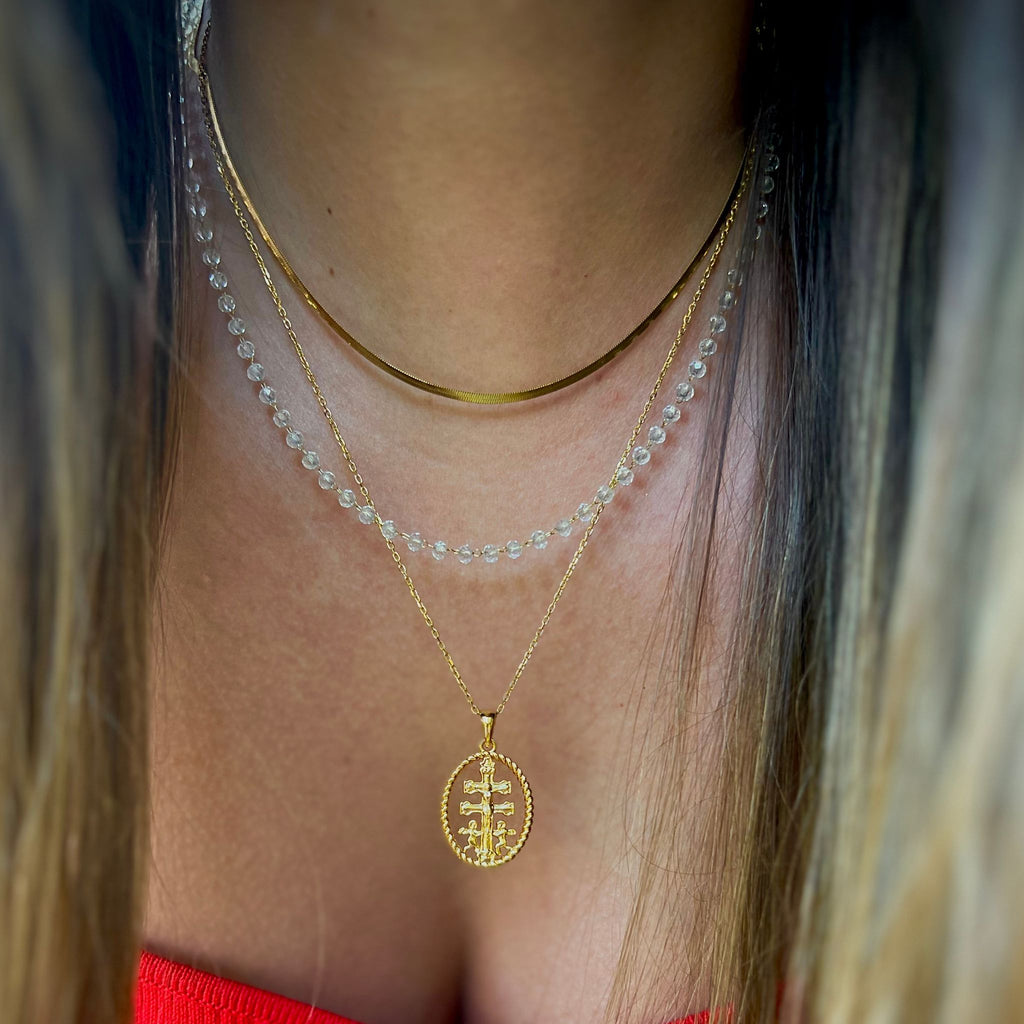 CARAVACA | Colar com Cruz de Caravaca em Aço Inoxidável