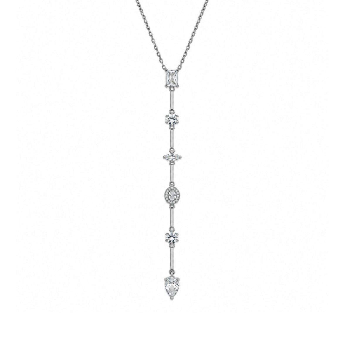 CHARLOTTE | Colar Estilo Gravata com Zircônias em Aço Inox