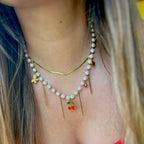 CHERRY | Colar em Pérolas com Múltiplos Pendentes em Aço Inoxidável