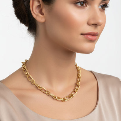 CONJUNTO CLAIRE II | Colar e Pulseira Básicos com Elos Ovais em Aço Inoxidável