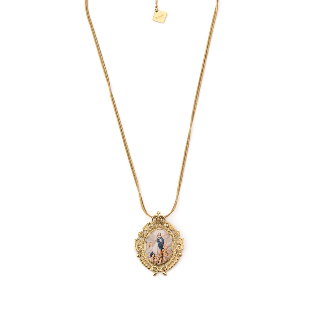CONCEIÇÃO | Colar com Fio Duplo e Medalha de Nossa Senhora da Conceição em Aço Inoxidável