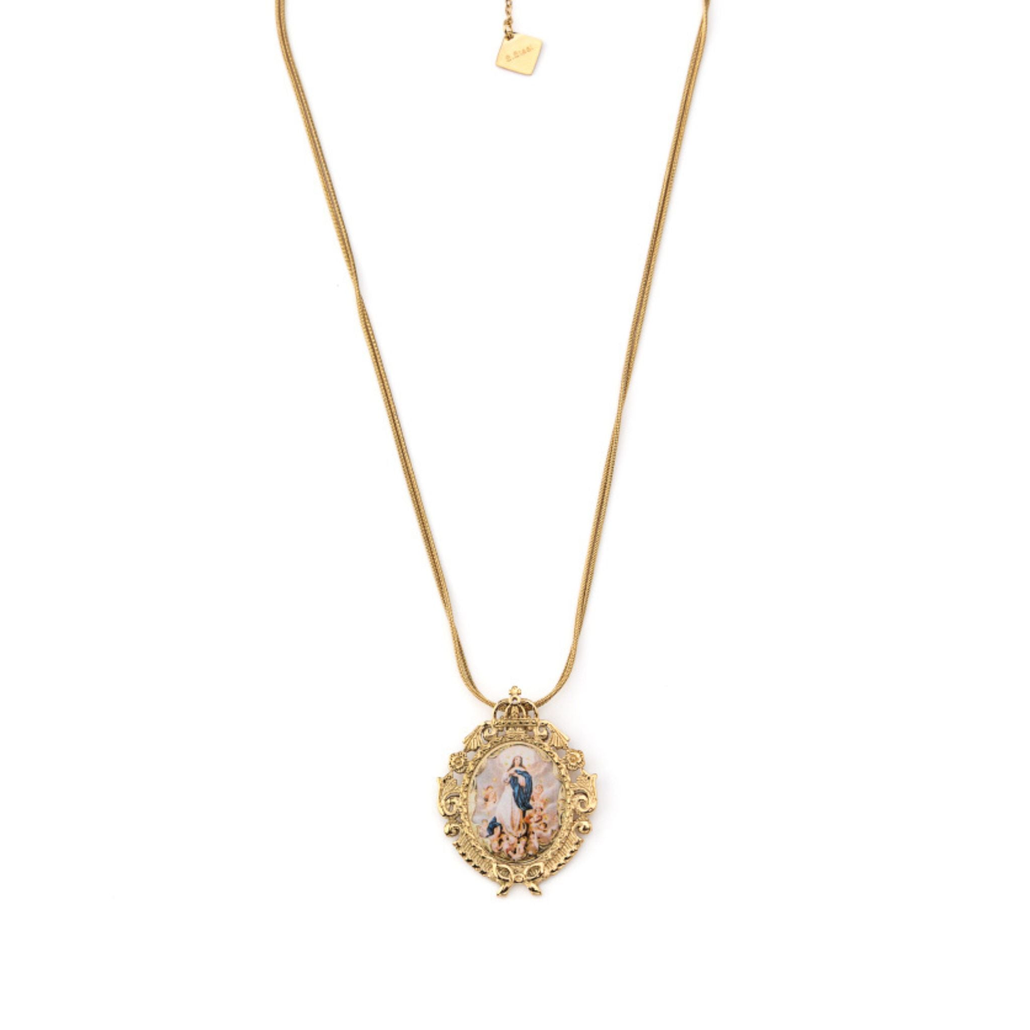 CONCEIÇÃO | Colar com Fio Duplo e Medalha de Nossa Senhora da Conceição em Aço Inoxidável