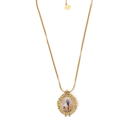 CONCEIÇÃO | Colar com Fio Duplo e Medalha de Nossa Senhora da Conceição em Aço Inoxidável