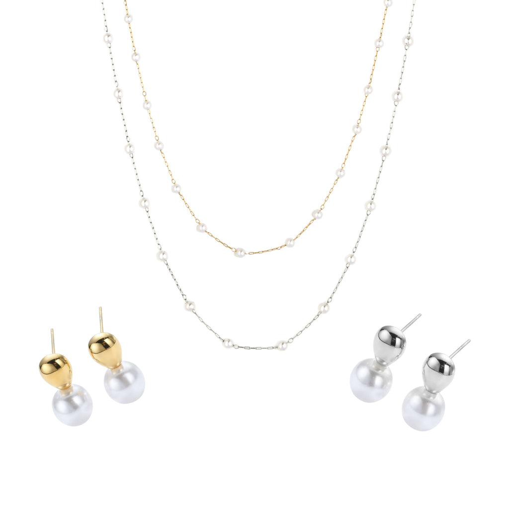 CONJUNTO | Brincos AlMA I e Colar LAURA em Aço Inoxidável