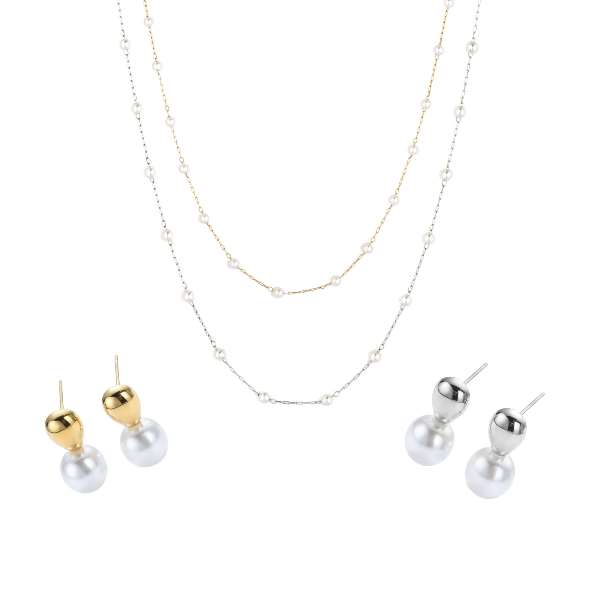 CONJUNTO | Brincos AlMA I e Colar LAURA em Aço Inoxidável