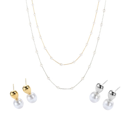 CONJUNTO | Brincos AlMA I e Colar LAURA em Aço Inoxidável