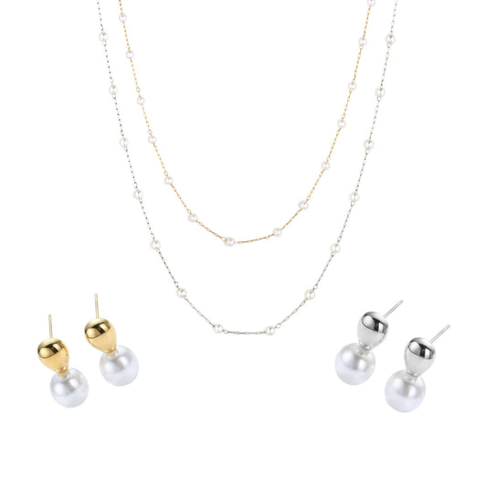 CONJUNTO | Brincos AlMA I e Colar LAURA em Aço Inoxidável