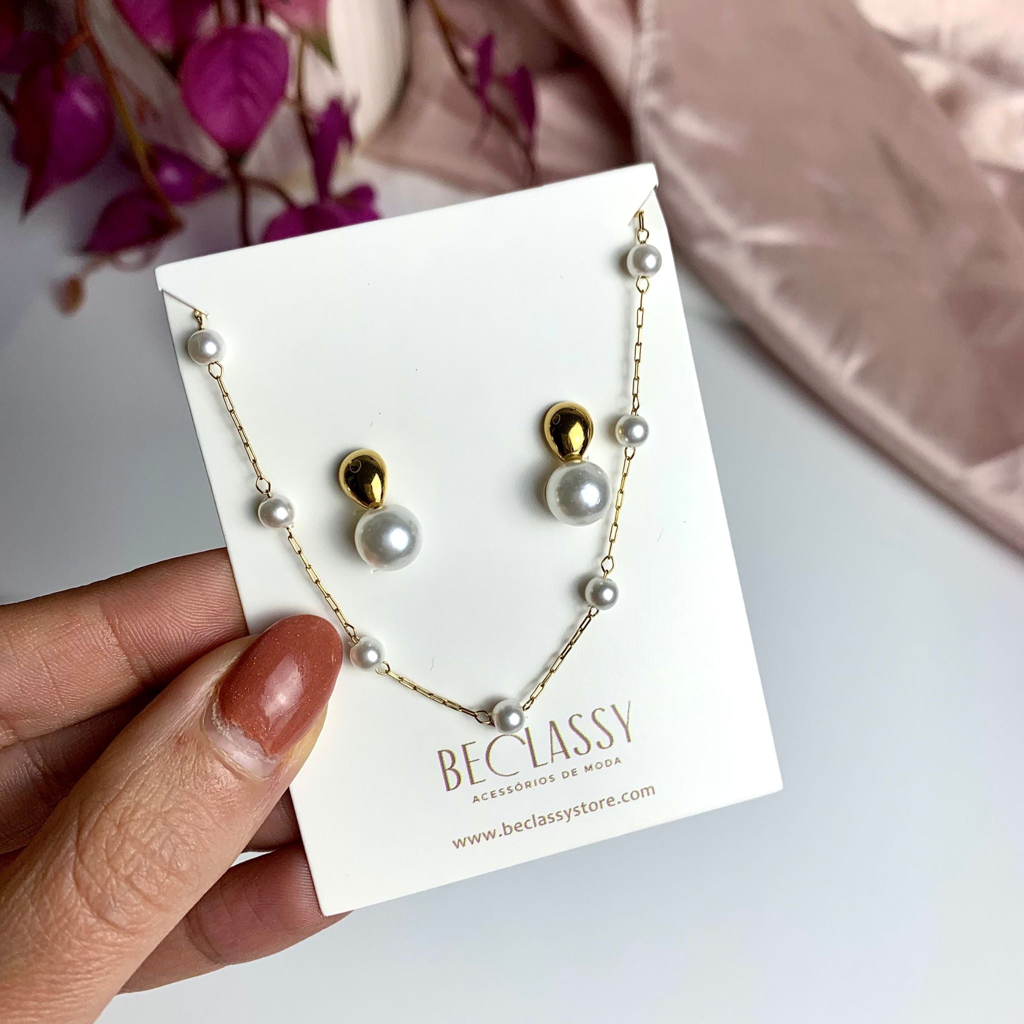 CONJUNTO | Brincos AlMA I e Colar LAURA em Aço Inoxidável