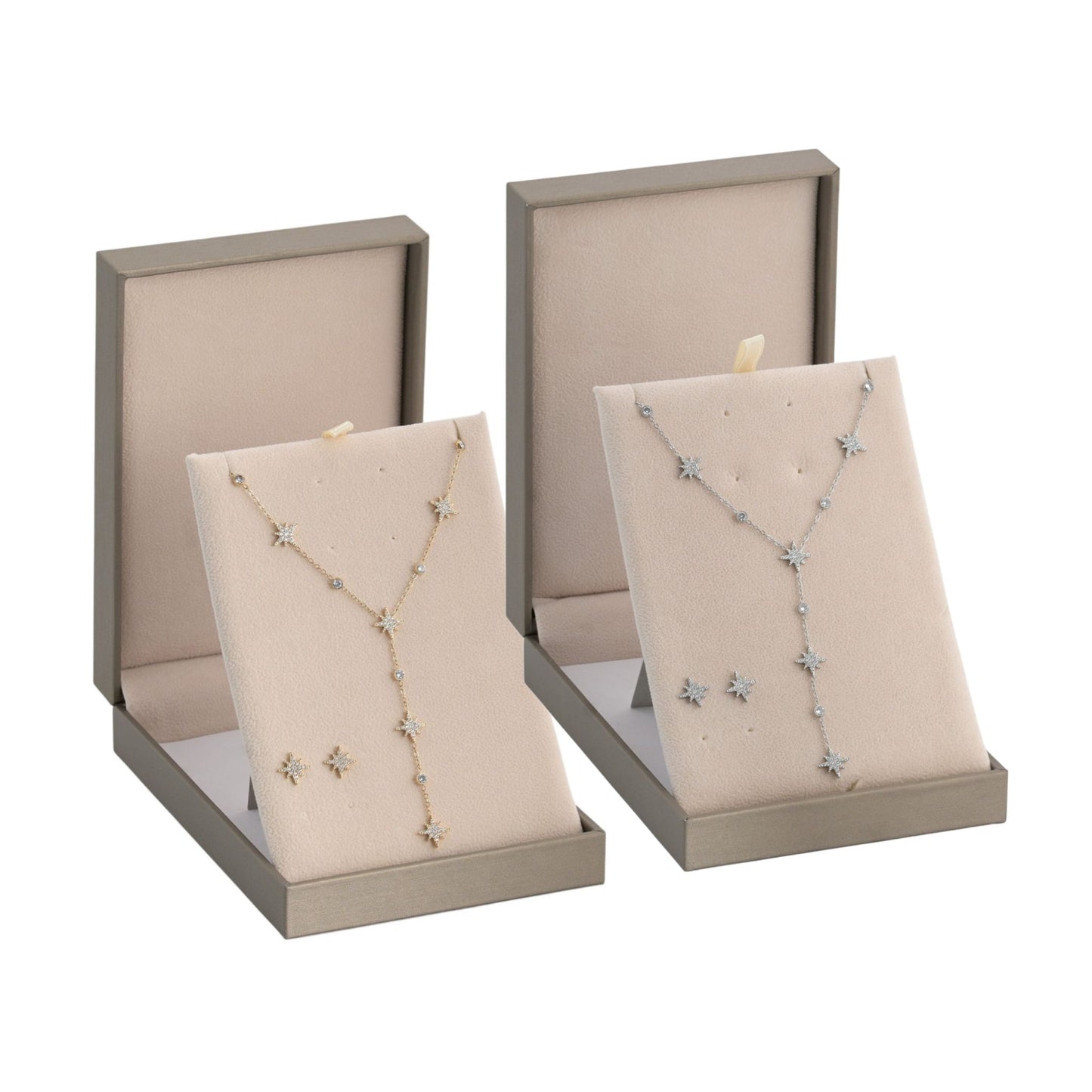 CONJUNTO | Colar gravata MANY STARS + Brincos STAR em aço inoxidável